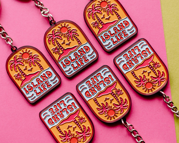 Island Life Enamel Keychain